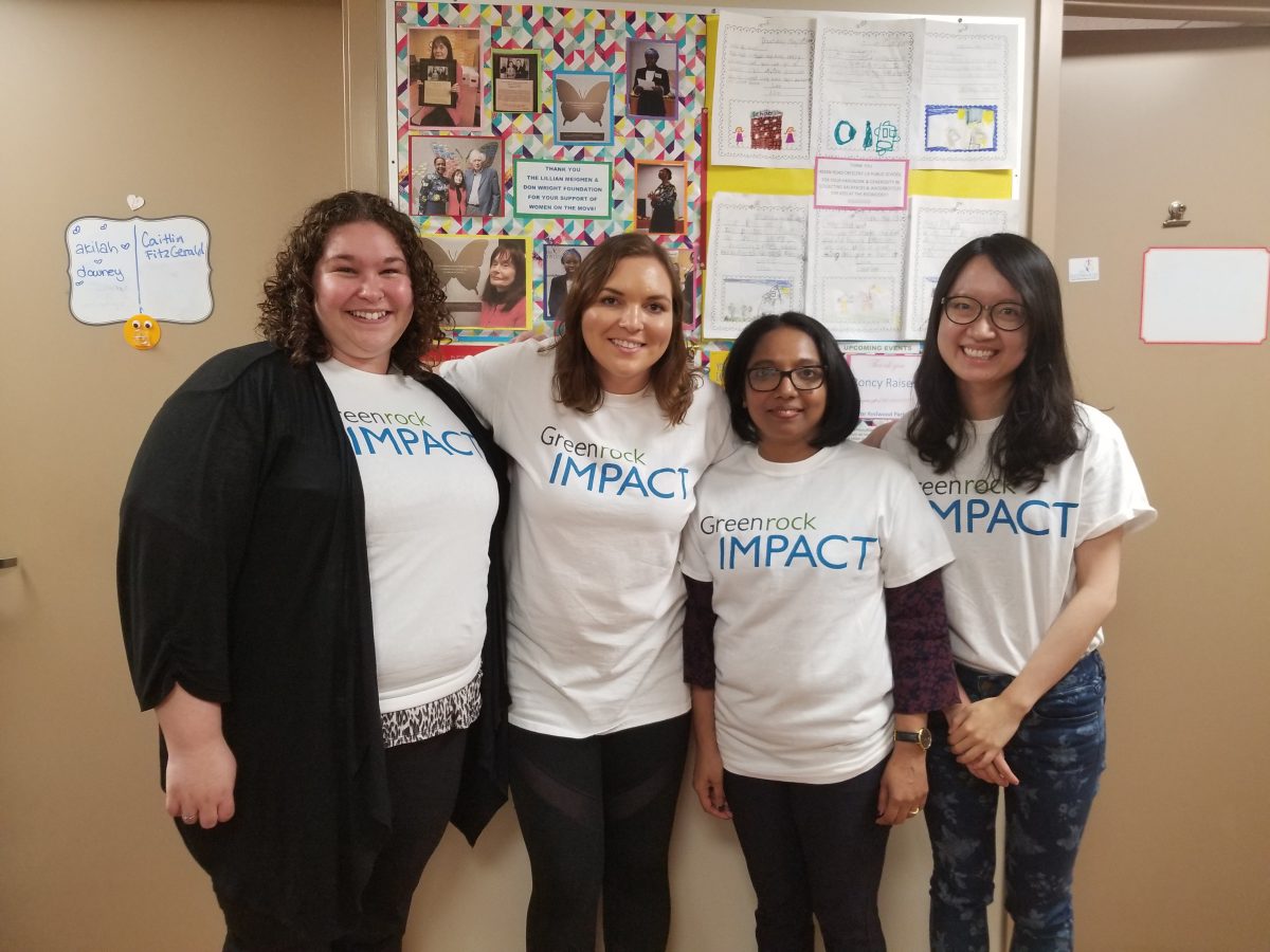 A group photo of the Greenrock IMPACT team volunteering at The Redwood in 2019